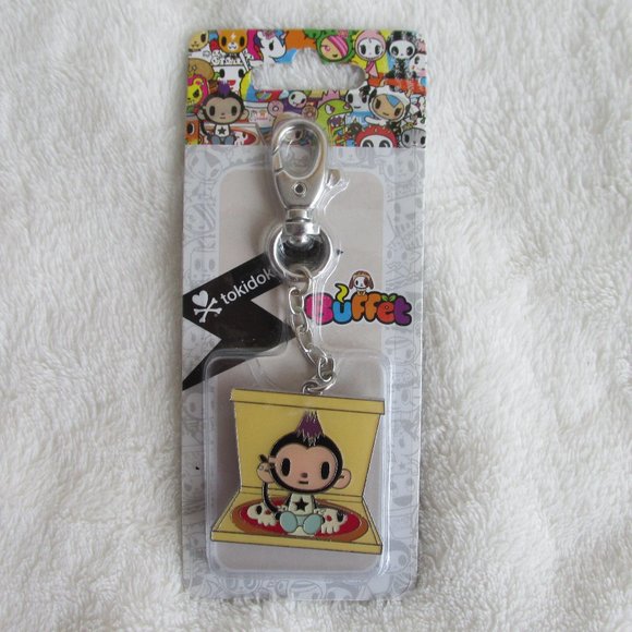 Tokidoki Buffet Maxx Pizza Metal Backpack Purse Clip Monkey on a Skull Pizza - Picture 1 of 4